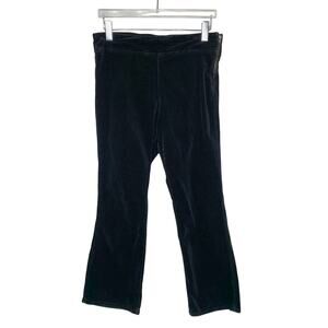 Free People In My Feelings Velvet Crop Slim Flare Pants M Black Side Zip *flaw